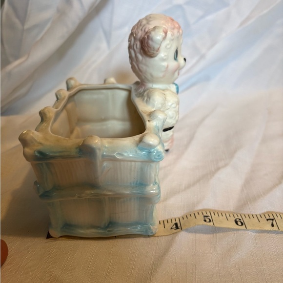 Vintage Lamb Planter with Blue Bow - Picture 10 of 10